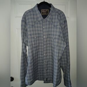 Wrangler Retro Blue Plaid Men's Shirt